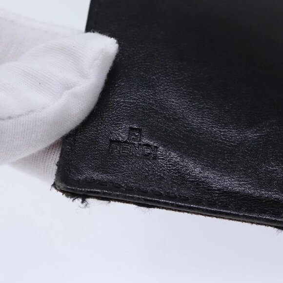 FENDI Zucchino Canvas Wallet Brown Silver Auth - Picture 9 of 15